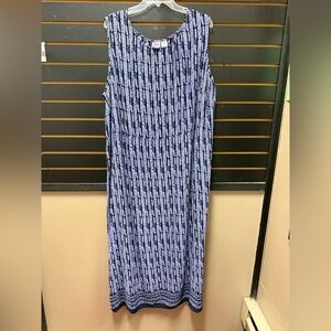 JM Collection Navy & Lavender Print Sleeveless Dress Plus 3X